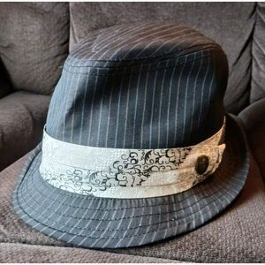 Goorin Bros Fedora Hat Cap Mens X-Large Black Pinstripe Wool 100-0055 Mobster